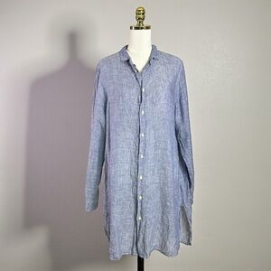 CP Shades Linen Shirt Dress Tunic Top Size Large Chambray Blue LagenLook Coastal